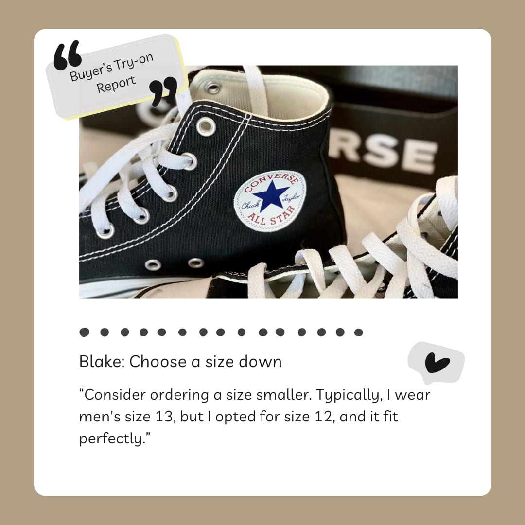 buyer's try on guide for Converse black Chuck Taylor All Star shoes