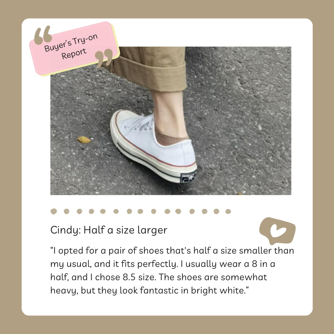 buyer's try on guide for Converse white all star shoes