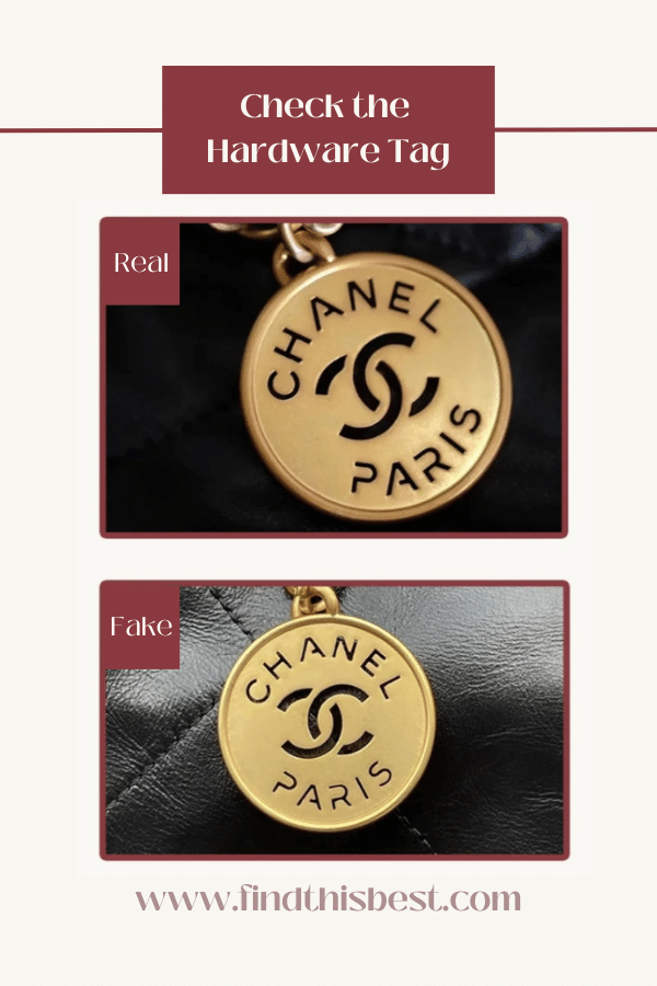 Chanel 22 Handbag Real VS Fake Hardware Tag