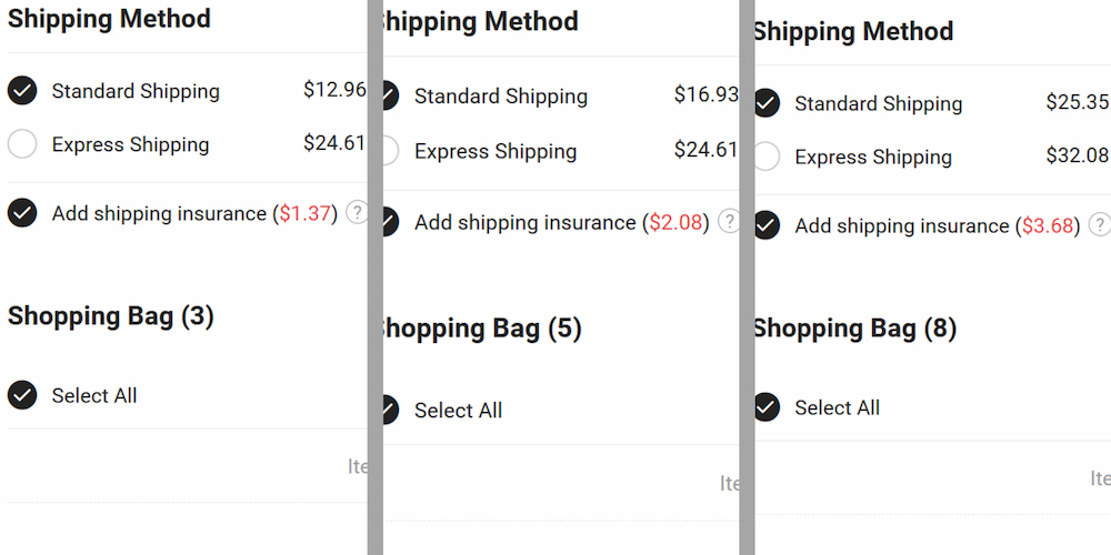 bellewholesale shipping fee