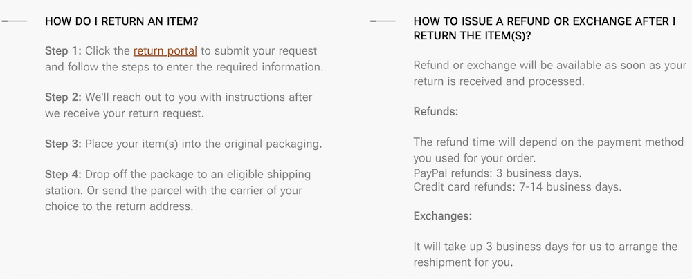 vivaia return policy