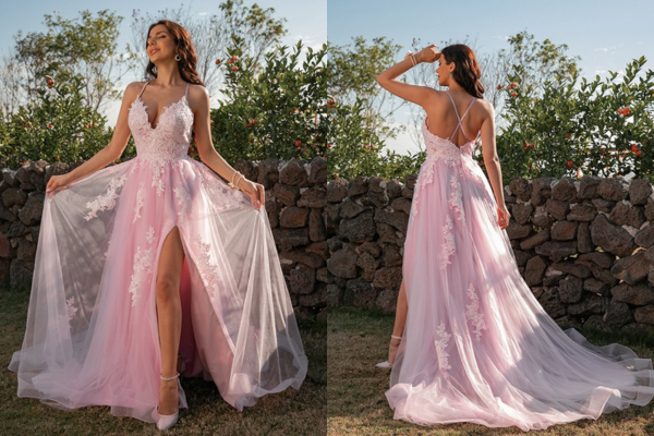 v-neck-sleeveless-sweepbrush-train-dresses