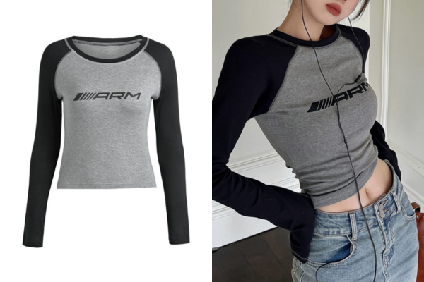 Raglan Contrast Color Slim Long Sleeve Tee