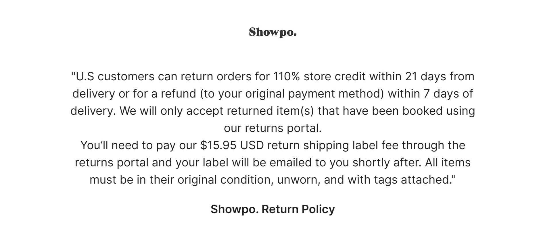showpo return policy