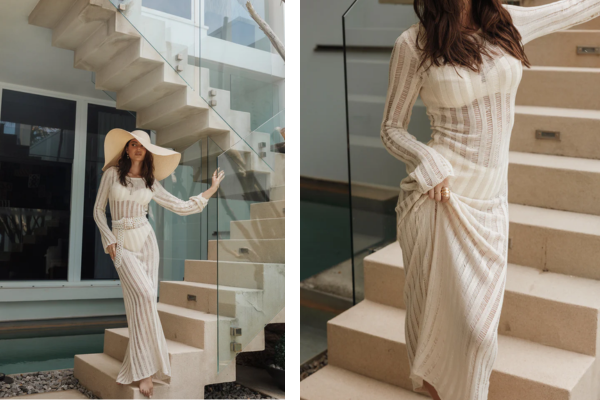 jaye long sleeve maxi dress cream