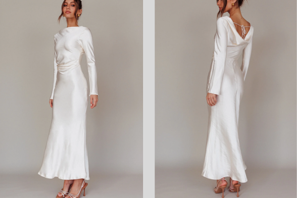 loveland cowl back midi dress oyster