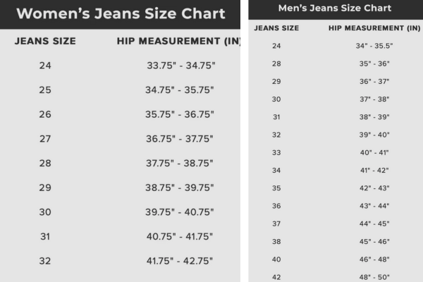 mottandbow jeans size guide