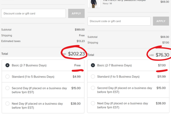 mottandbow shipping fee