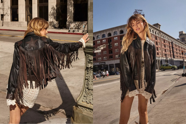 real leather fringed festival jacket