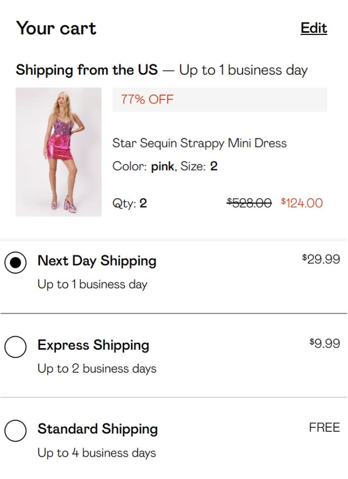shipping fee at checkout